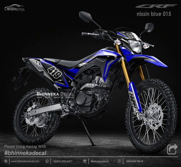 DECAL STICKER CRF 150L DESAIN NISSIN BLUE KODE 005