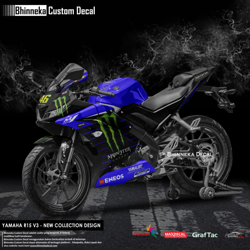 DECAL STICKER YAMAHA R15 V3 MONSTER LIVERY – Bhinneka Custom Decal